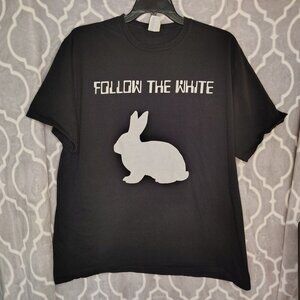 Follow the White Rabbit Alice Port & Co Black 3XL Graphic Crew Neck T Shirt Mens